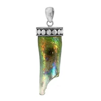 Sterling Silver, 17X49mm Free Shape Roman Glass Pendant