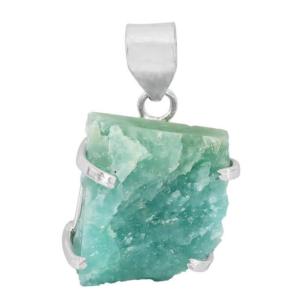 Sterling Silver, Rough Free Shape Amazonite Pendant