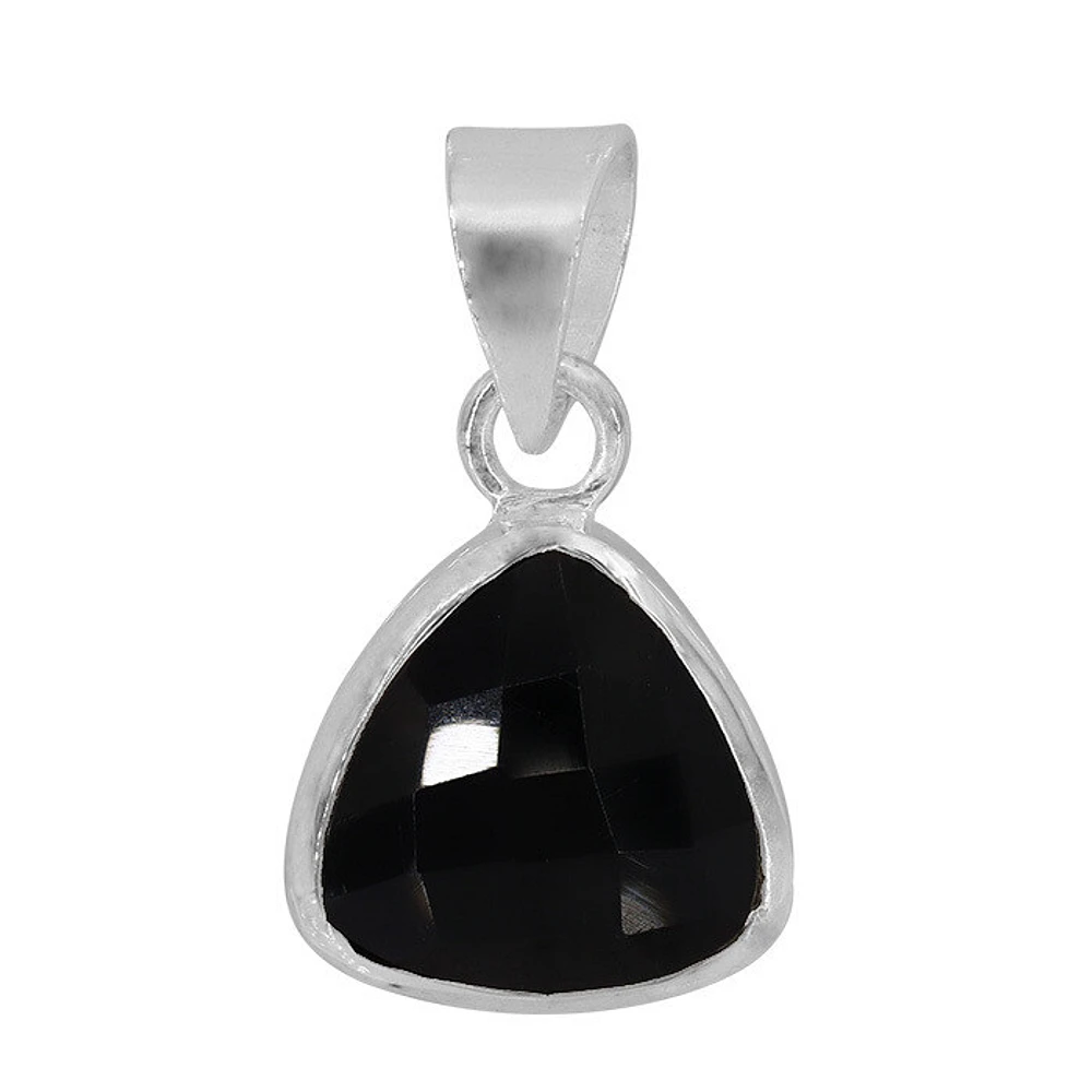 Sterling Silver, 12X12mm Onyx Pendant