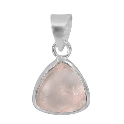 Sterling Silver, 14X14mm Rose Quartz Pendant