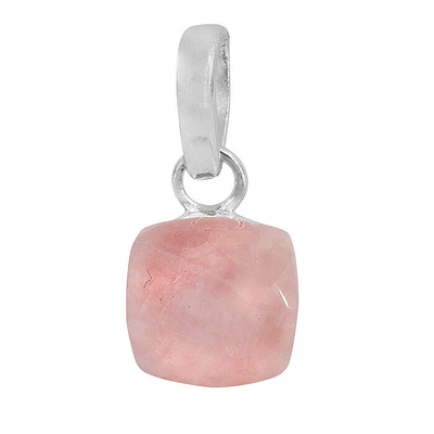 Sterling Silver, 12X12mm Rose Quartz Pendant