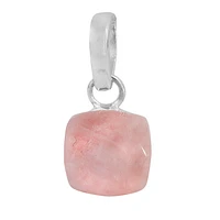 Sterling Silver, 12X12mm Rose Quartz Pendant