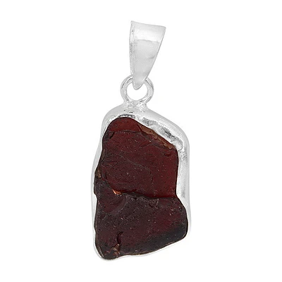 Sterling Silver, Rough Garnet Pendant