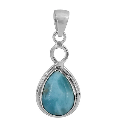 Sterling Silver With Rhodium, 11X15mm Larimar Pendant