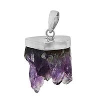 Sterling Silver, 22X25mm Geode Amethyst Pendant