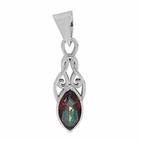 Sterling Silver, 6X12mm Mystic Quartz Pendant