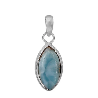 Sterling Silver With Rhodium, 9X20mm Larimar Pendant