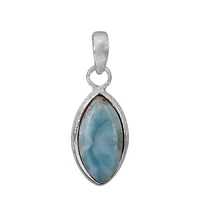 Sterling Silver With Rhodium, 9X20mm Larimar Pendant