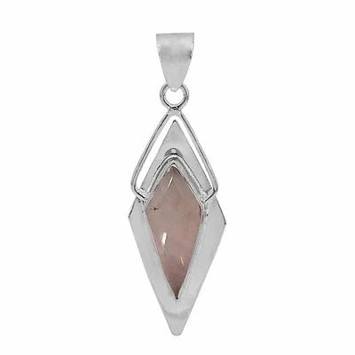 Sterling Silver, 11X26mm Rose Quartz Pendant