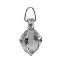 Sterling Silver, 14X21mm Crystal Pendant With Multi Stones