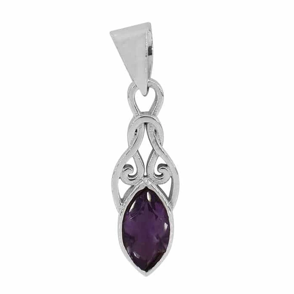 Sterling Silver, 6X12mm Amethyst Pendant