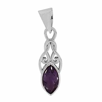 Sterling Silver, 6X12mm Amethyst Pendant
