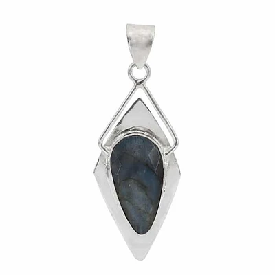 Sterling Silver, 10X25mm Labradorite Pendant