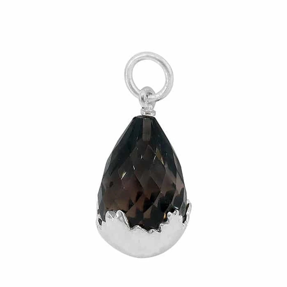 Sterling Silver, 12X19mm Smoky Quartz Pendant