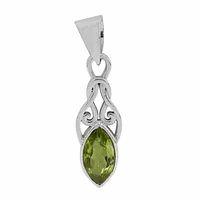 Sterling Silver, 6X12mm Peridot Pendant