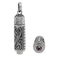 Sterling Silver, 9X34mm Poison Pendant With Amethyst