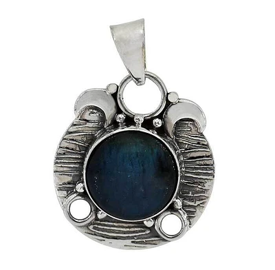 Sterling Silver With Rhodium, Triple Moon Goddess Pendant With 15mm Labradorite