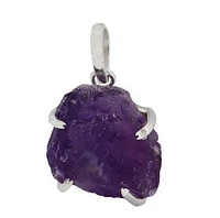 Sterling Silver, 15X18mm Rough Amethyst Pendant