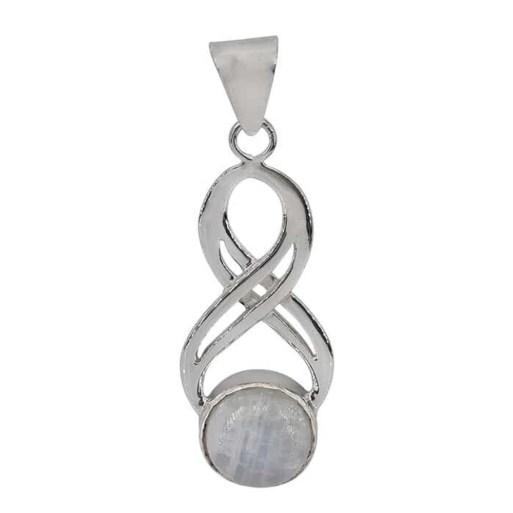 Sterling Silver, Infinity Pendant With 10mm Moonstone