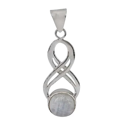 Sterling Silver, Infinity Pendant With 10mm Moonstone