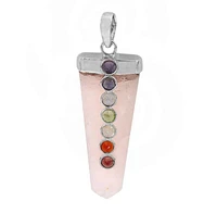 Sterling Silver With Rhodium, 50X22mm Chakra Pendant With 4mm Multi Stones