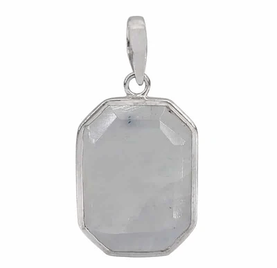 Sterling Silver With Rhodium, 28X21mm Moonstone Pendant