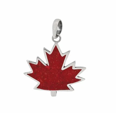 Sterling Silver, Sponge Coral Maple Leaf Pendant