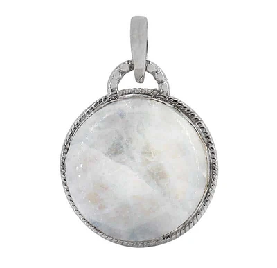Sterling Silver With Rhodium, 25mm Moonstone Pendant