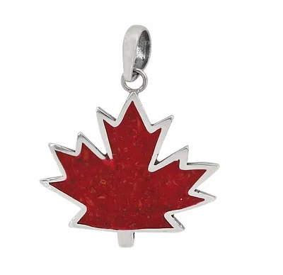 Sterling Silver, Sponge Coral Maple Leaf Pendant