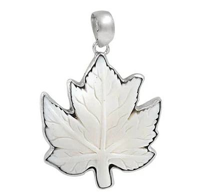 Sterling Silver Maple Leaf Pendant, 31X36mm(Bone)