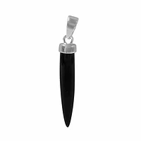 Sterling Silver With Rhodium, 4X24mm Spike Shape Onyx Stone Pendant