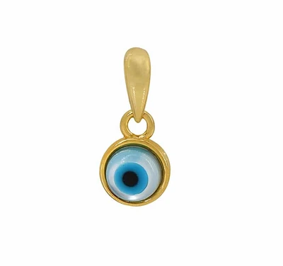 Sterling Silver With Gold, 5mm Evil Eye Pendant With Shell