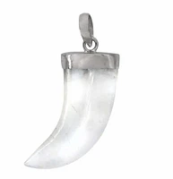 Sterling Silver With Rhodium, Crystal Pendant, 38X18mm, 8mm Thickness