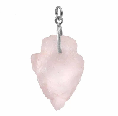 Sterling Silver, 40X25mm Rose Quartz Pendant