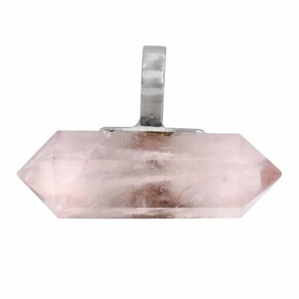 Sterling Silver 30X10mm Rose Quartz Pendant