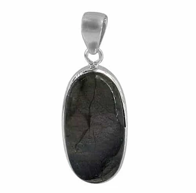 Sterling Silver With Rhodium Plated Stone Pendant