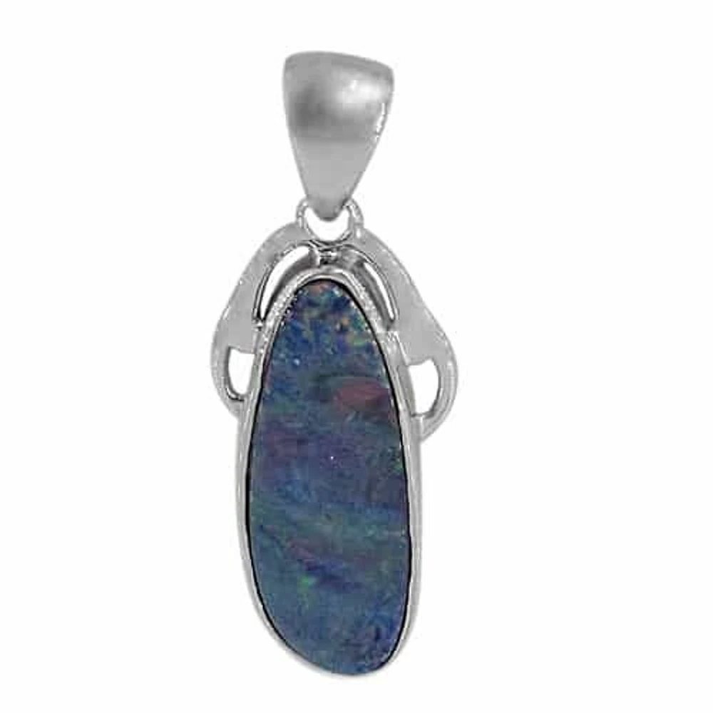 Sterling Silver With Rhodium Plated Stone Pendant, 9X26mm(Stone). Colour And Size May Vary