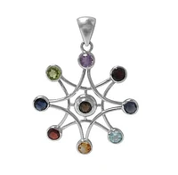 Sterling Silver With Rhodium Multi Stone Pendant, 32mm Frame And 5mm Stones