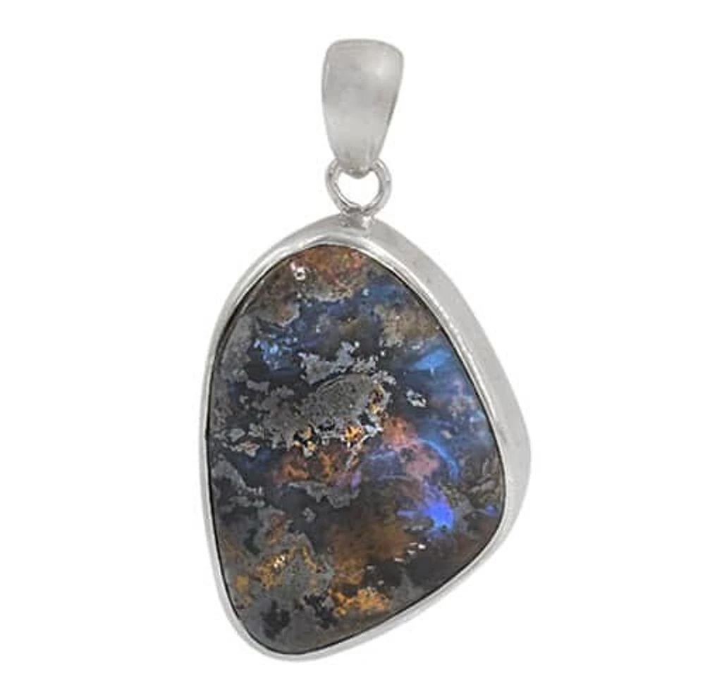 Sterling Silver Free Form Shape Stone Pendant, 22X32mm(Stone). Colour And Size May Vary