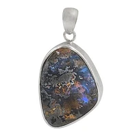 Sterling Silver Free Form Shape Stone Pendant, 22X32mm(Stone). Colour And Size May Vary