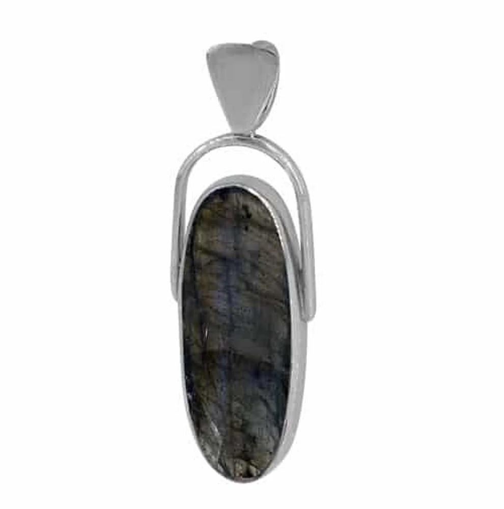 Sterling Silver With Rhodium Stone Pendant, 33X14mm(Stone)