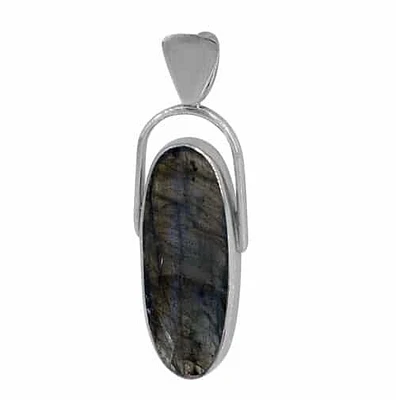 Sterling Silver With Rhodium Stone Pendant, 33X14mm(Stone)