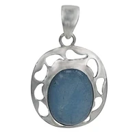 Sterling Silver, Fancy Style, Smooth Oval Shape Stone Pendant. Approx Stone Size: 23mm L X 17mm W(Size May Vary).