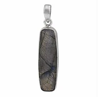 Sterling Silver With Rhodium Faceted Stone Pendant, 39X11mm(Stone)