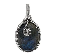 Sterling Silver With Rhodium Plated Stone Pendant