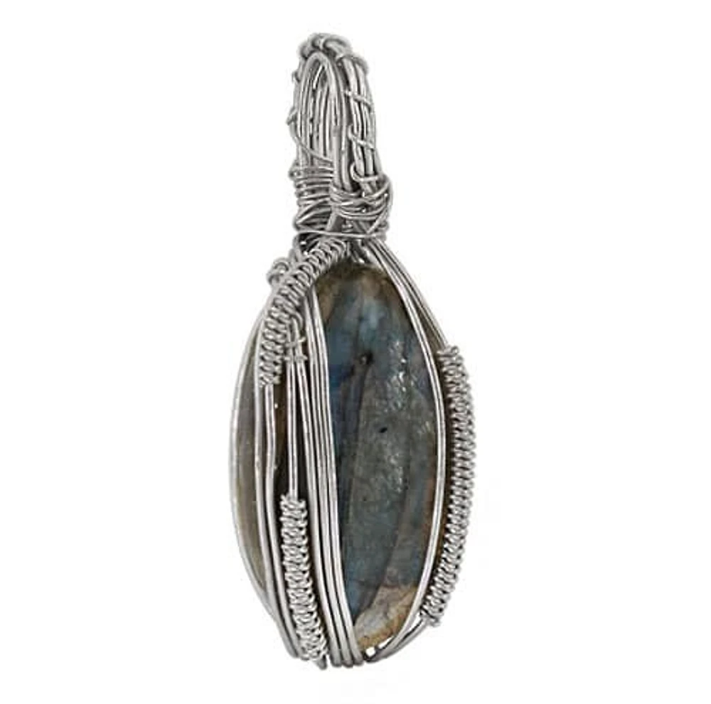 Sterling Silver With Rhodium Stone Pendant