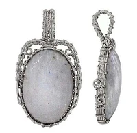 Sterling Silver With Rhodium Oval Stone Pendant, 32X22mm(Stone). Colour And Size May Vary