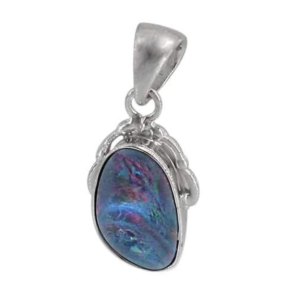 Sterling Silver With Rhodium Plated Stone Pendant