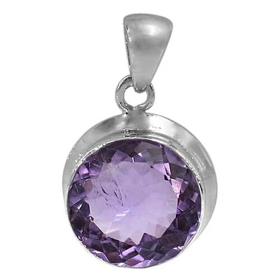 Sterling Silver With Rhodium Plated Stone Pendant