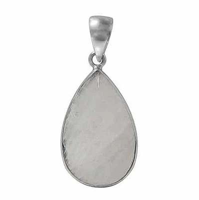 Rhodium Plated On Sterling Silver, Faceted Teardrop Shape Stone Pendant. Colour And Size May Vary. Approximate Stone Size: 35mm L X 20mm X 6mm T